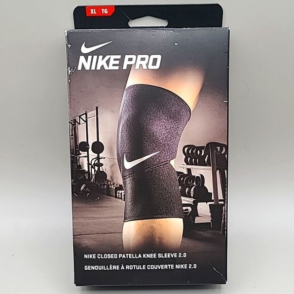 Nike Pro Closed Patella Knee Sleeve 2.0, Black with Nike Logo, Size XL, NIB - Picture 1 of 5